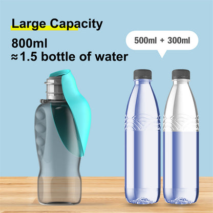 800ml Portable Dog Water Bottle - High Capacity Leakproof Foldable Drinking Bowl for Outdoor Use