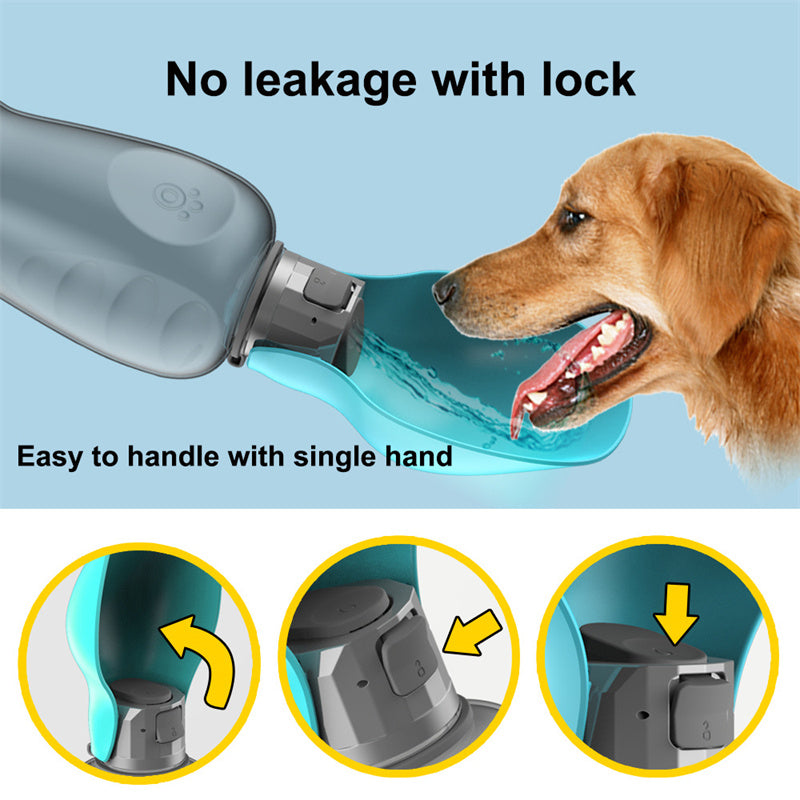 800ml Portable Dog Water Bottle - High Capacity Leakproof Foldable Drinking Bowl for Outdoor Use