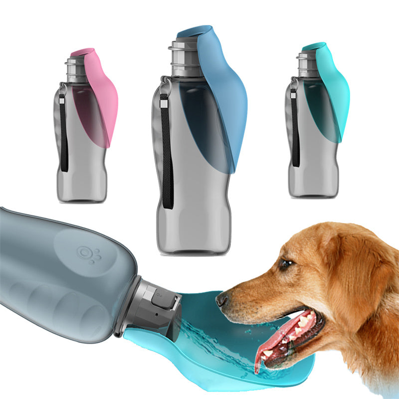 800ml Portable Dog Water Bottle - High Capacity Leakproof Foldable Drinking Bowl for Outdoor Use