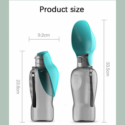 800ml Portable Dog Water Bottle - High Capacity Leakproof Foldable Drinking Bowl for Outdoor Use