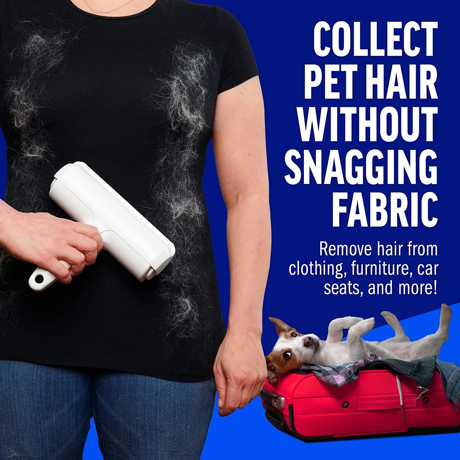 Pet Hair Remover Roller with Self-Cleaning Base - Efficient Tool for Dog and Cat Fur Removal from Furniture