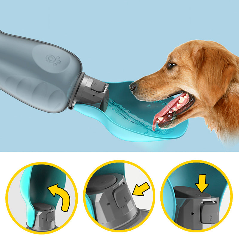800ml Portable Dog Water Bottle - High Capacity Leakproof Foldable Drinking Bowl for Outdoor Use