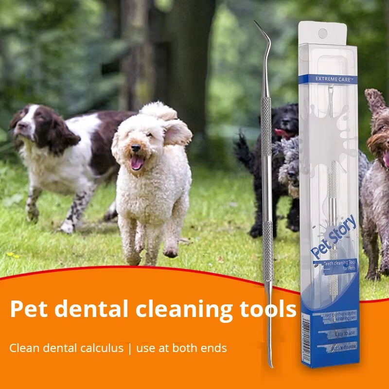 Stainless Steel Dog Dental Cleaning Tool - Tartar Remover and Oral Freshener for Pets